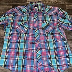 Wrangler vintage pearl snap Plaid Casual Shirt men’s xl